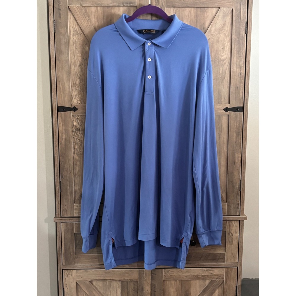 Polo Golf Ralph Lauren Mens XL Long Sleeve Polo Shirt Blue Performance Golf Top